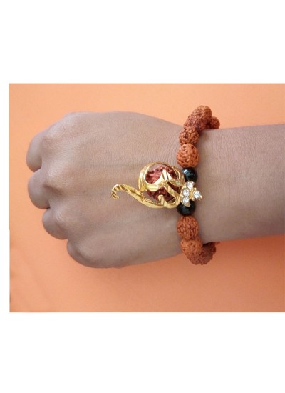 Rudraksha Bracelet Om Pendant